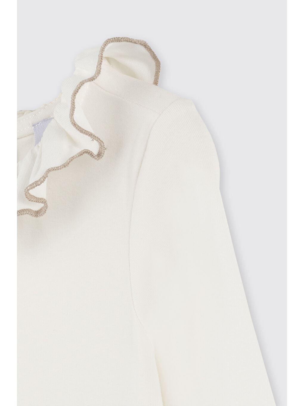 Kız Bebek Yakası Fırfırlı Ekru Body-1