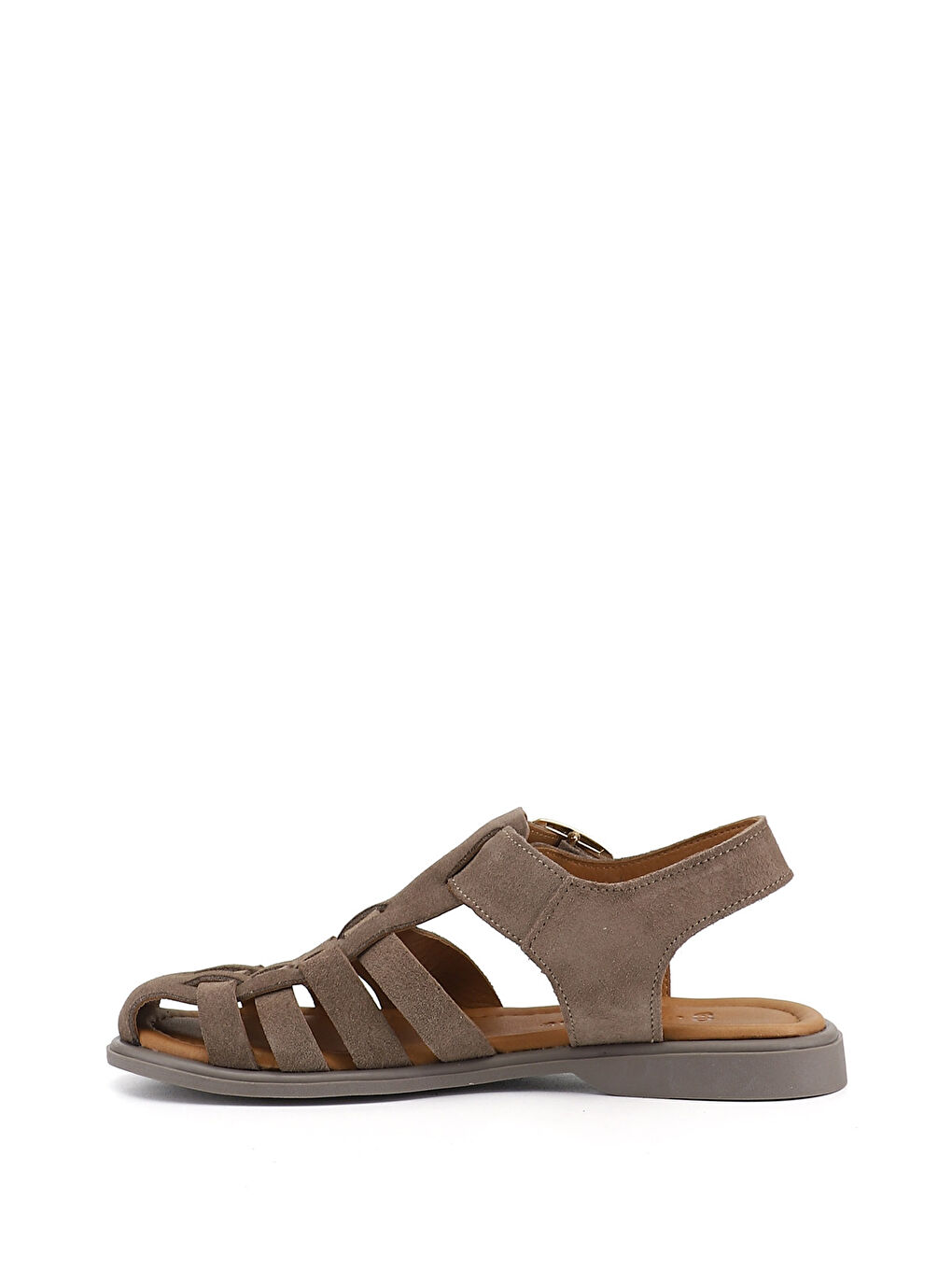 Kahverengi Kadın AÇIK VİZON Tokalı Bantlı Burnu Kapalı Hakiki Deri Sandalet-3