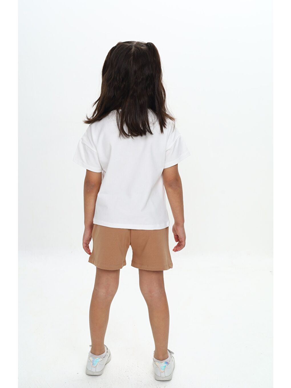 Kahverengi Kız Çocuk Anımal Balon Baskılı Şortlu Takım-2