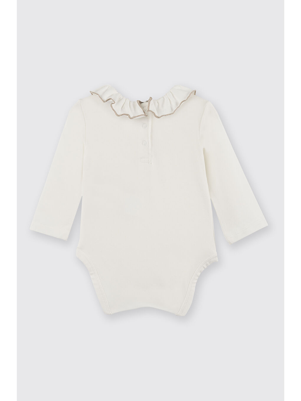 Kız Bebek Yakası Fırfırlı Ekru Body-2