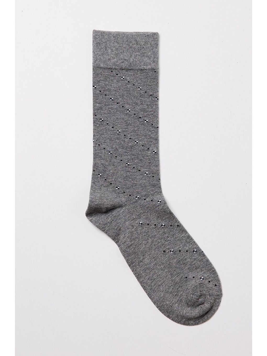 Erkek Çizgi Desenli Soket Çorap Gri Melanj