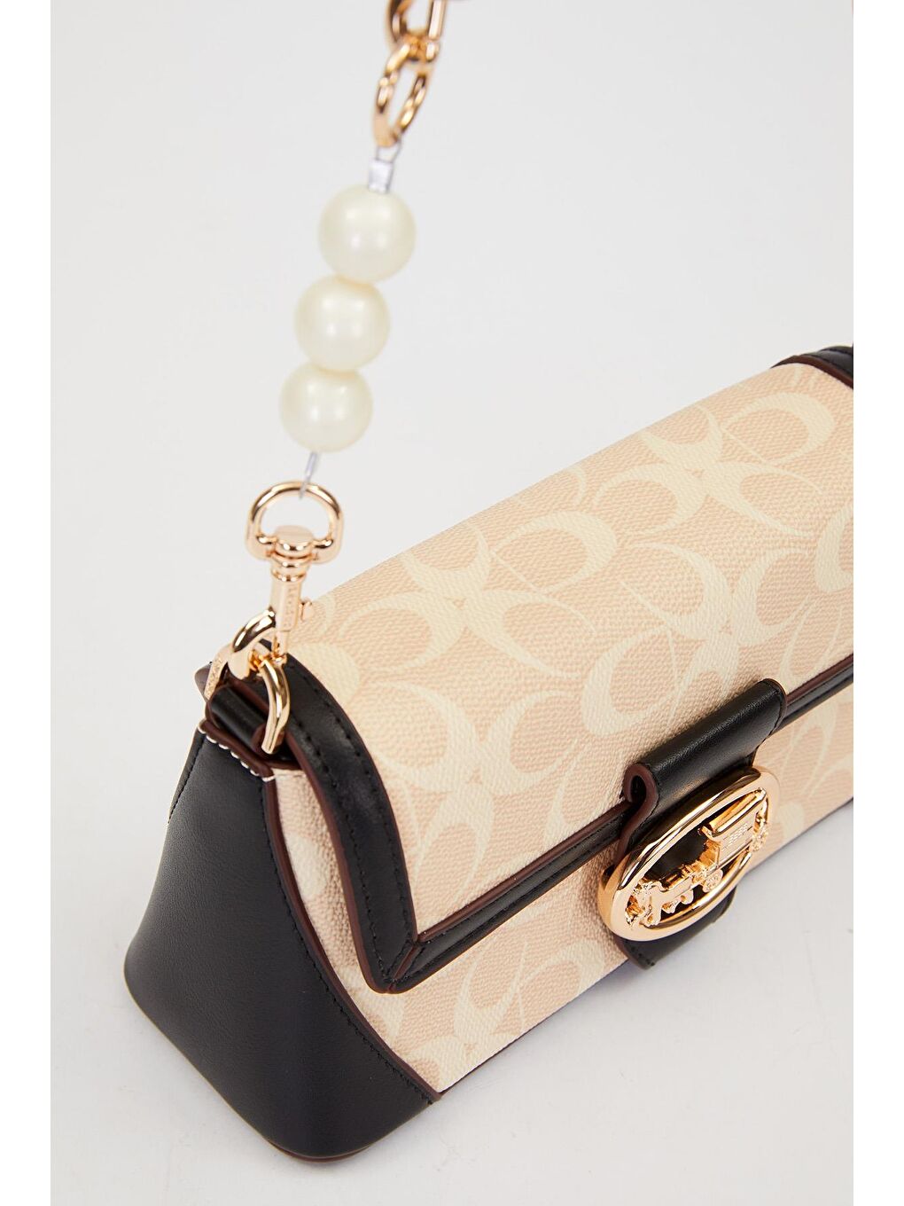 Bej Vizon Siyah Kadın Omuz Çantası 930431-2