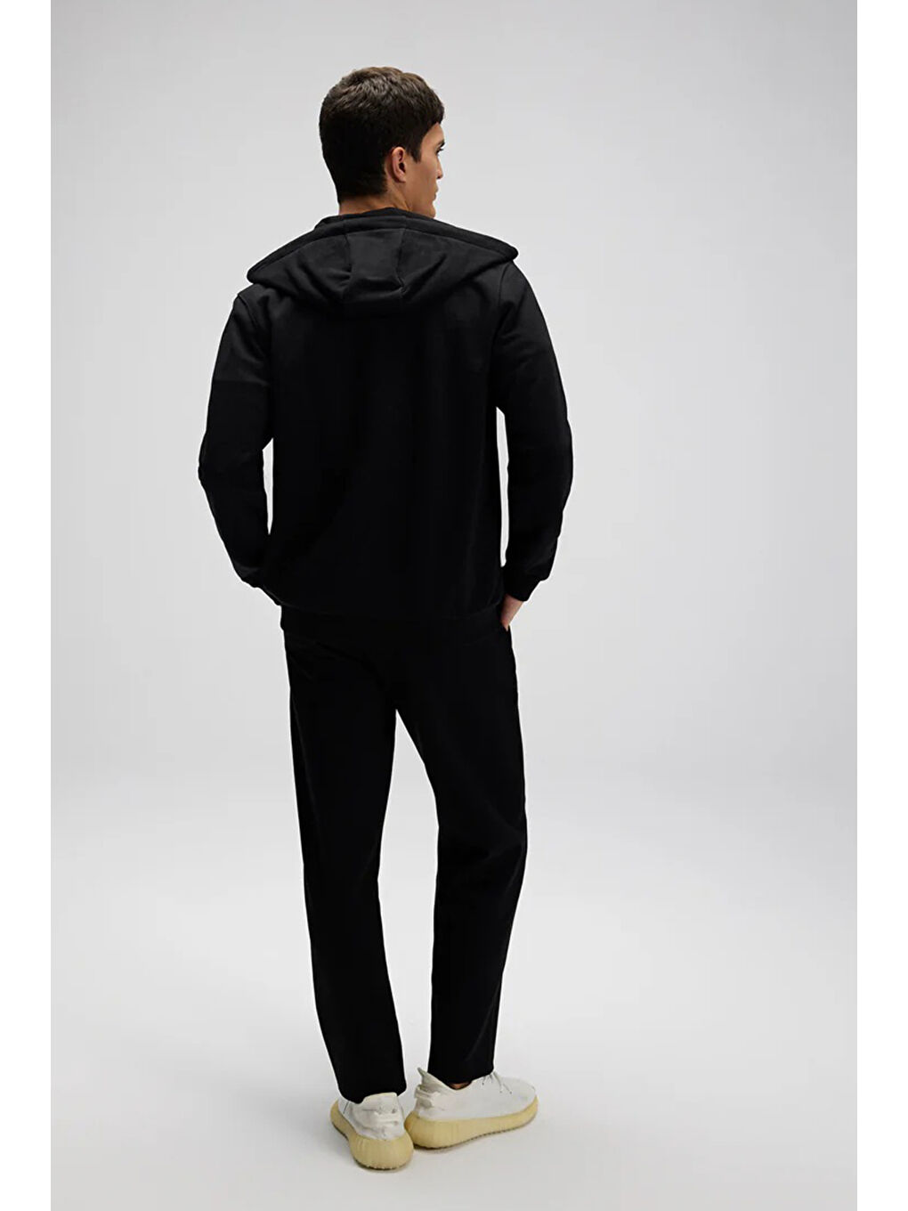 Siyah Şerit Detaylı Pamuklu Regular Fit Kapüşonlu Sweat EM617-BK-4