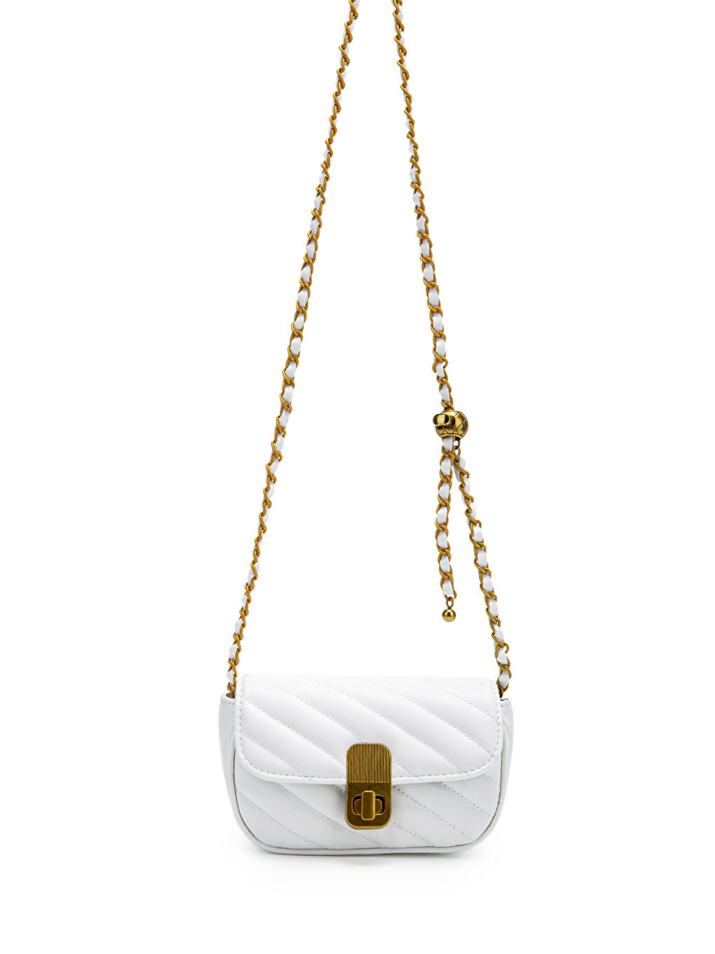 Kilit Detaylı Suni Deri Kadın Çapraz Çanta Sheldon Beyaz-1