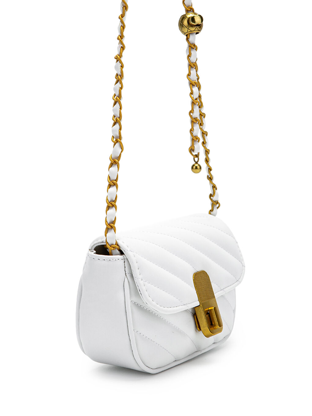 Kilit Detaylı Suni Deri Kadın Çapraz Çanta Sheldon Beyaz-3