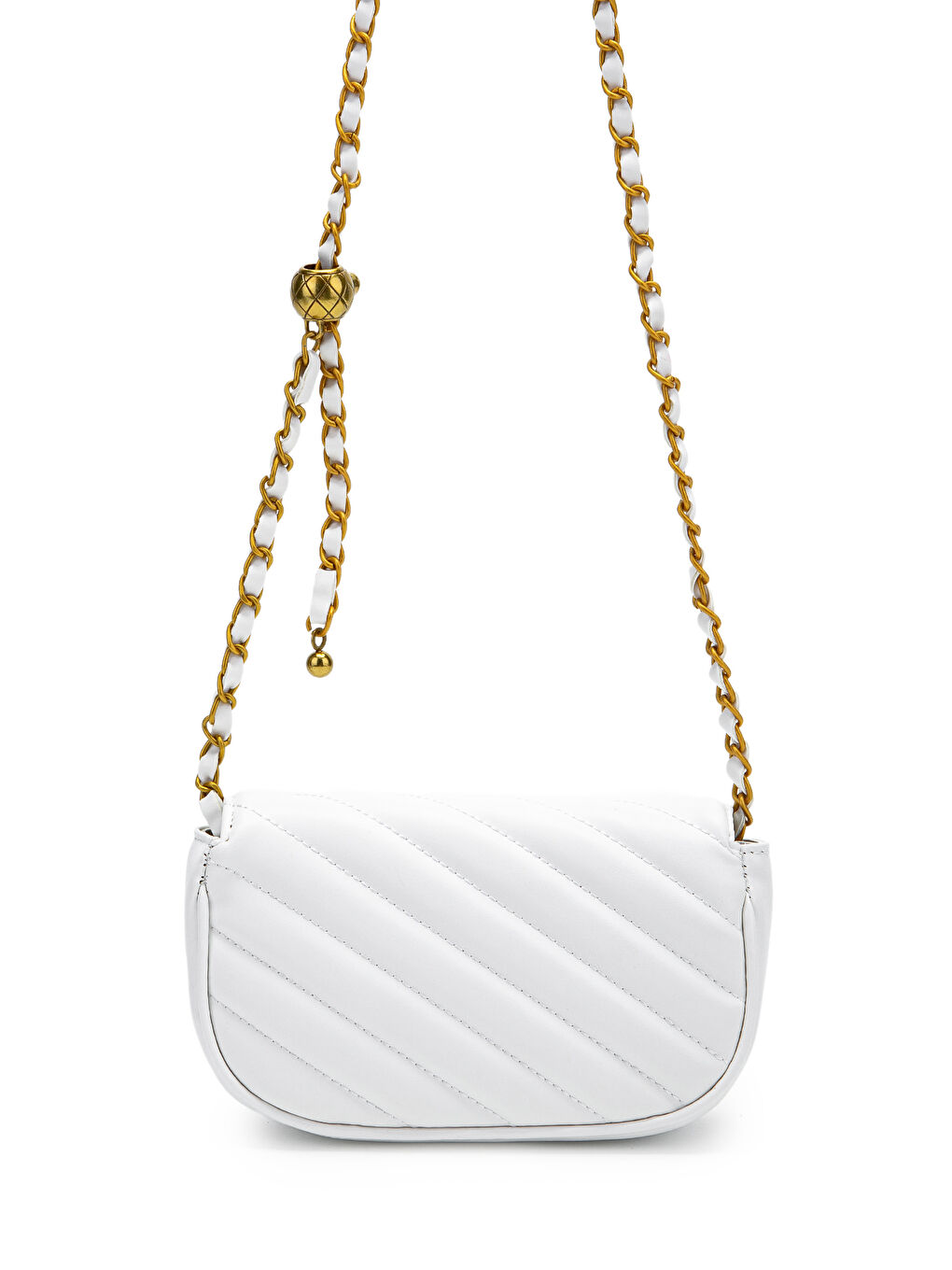 Kilit Detaylı Suni Deri Kadın Çapraz Çanta Sheldon Beyaz-4