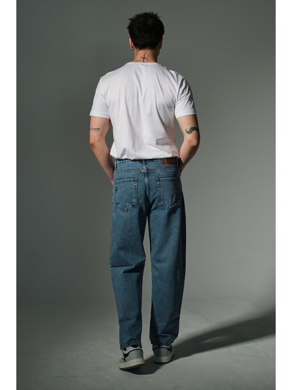 İndigo "%100 Pamuk Jean Kumaş Düz Paça Günlük Baggy Erkek Pantolon-4