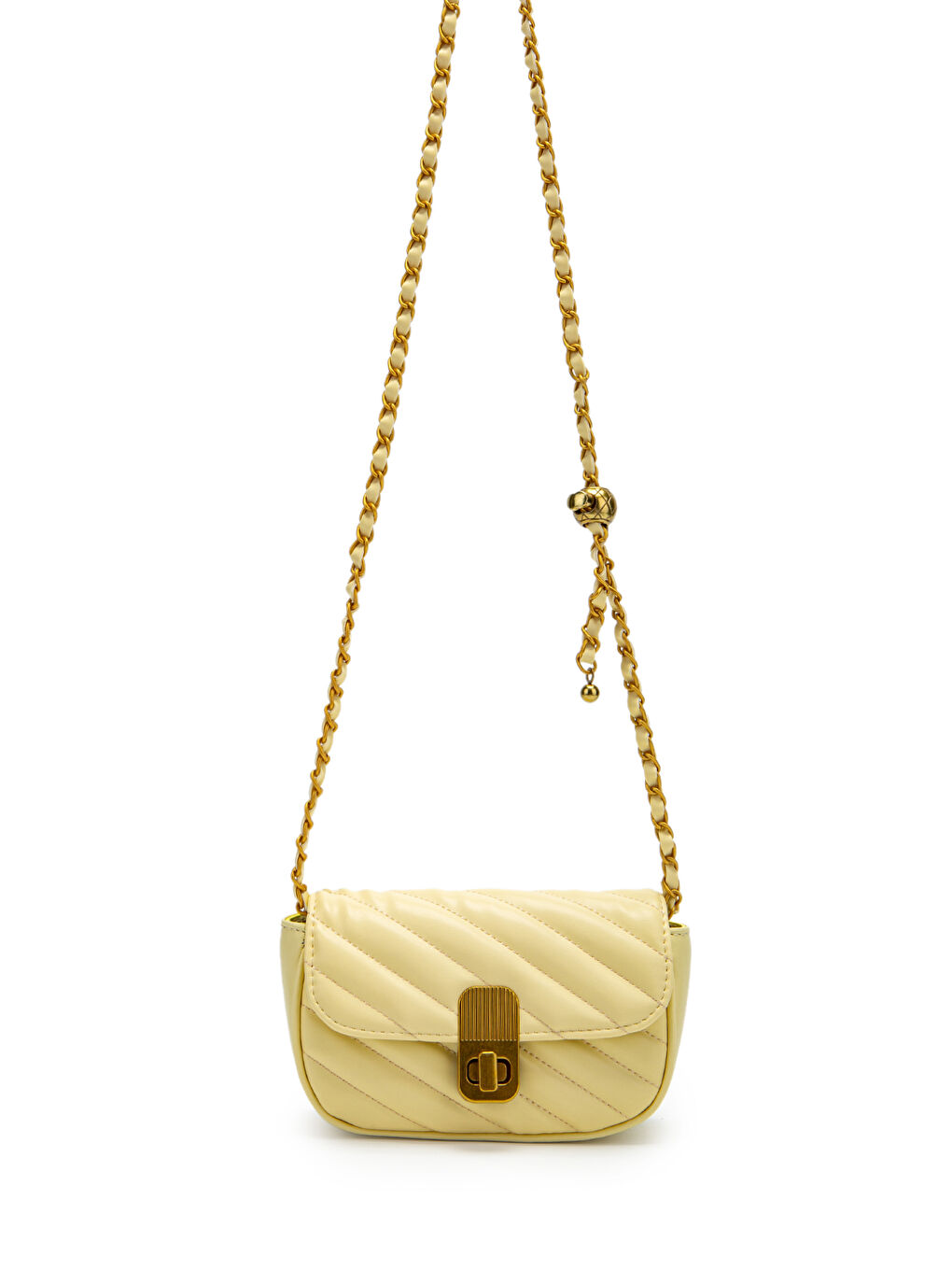 Kilit Detaylı Suni Deri Kadın Çapraz Çanta Sheldon Tereyağ Sarısı-1