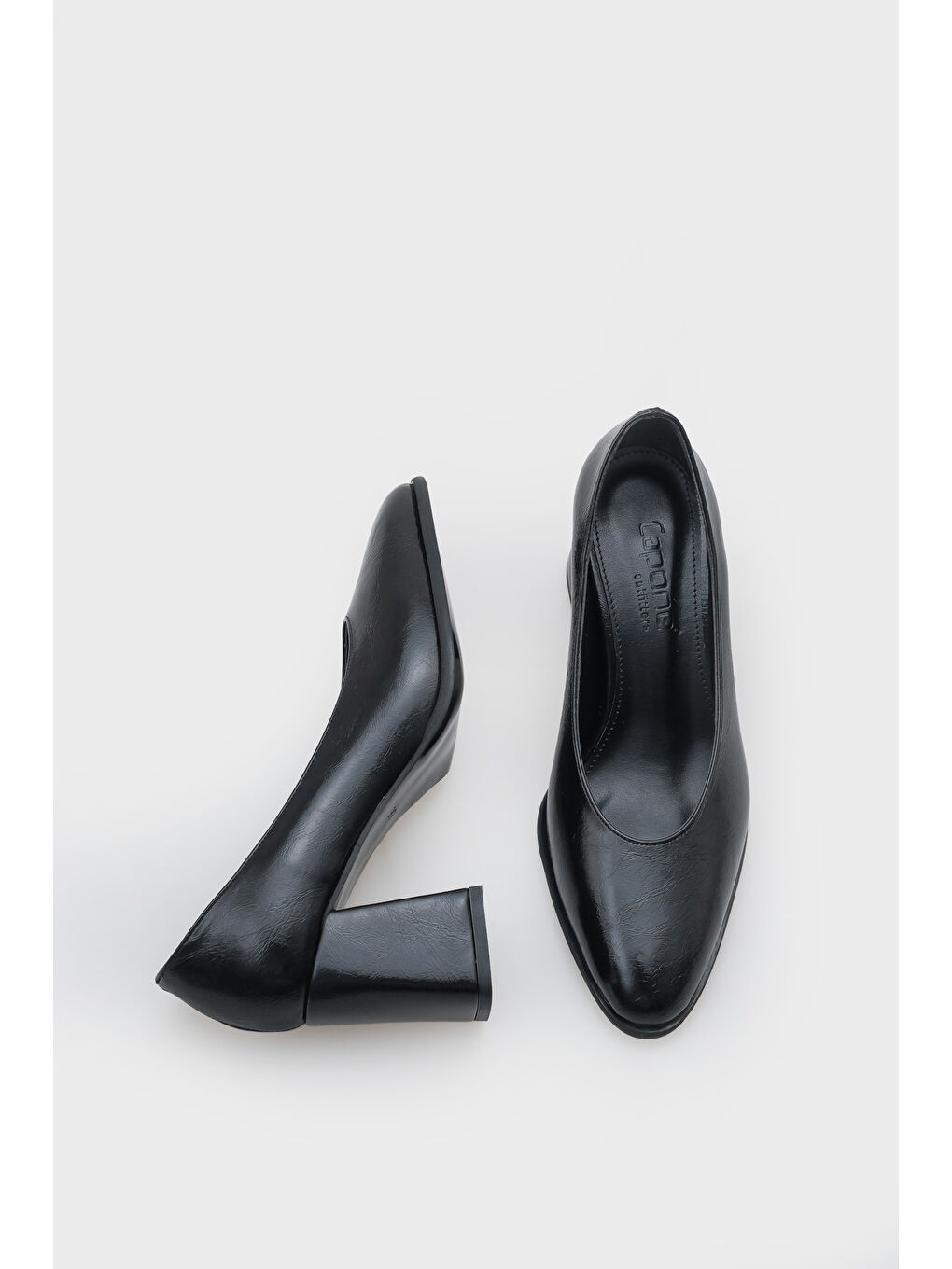 Siyah Daisie Yuvarlak Burunlu Orta Topuklu Günlük Kadın Topuklu Ayakkabı-4