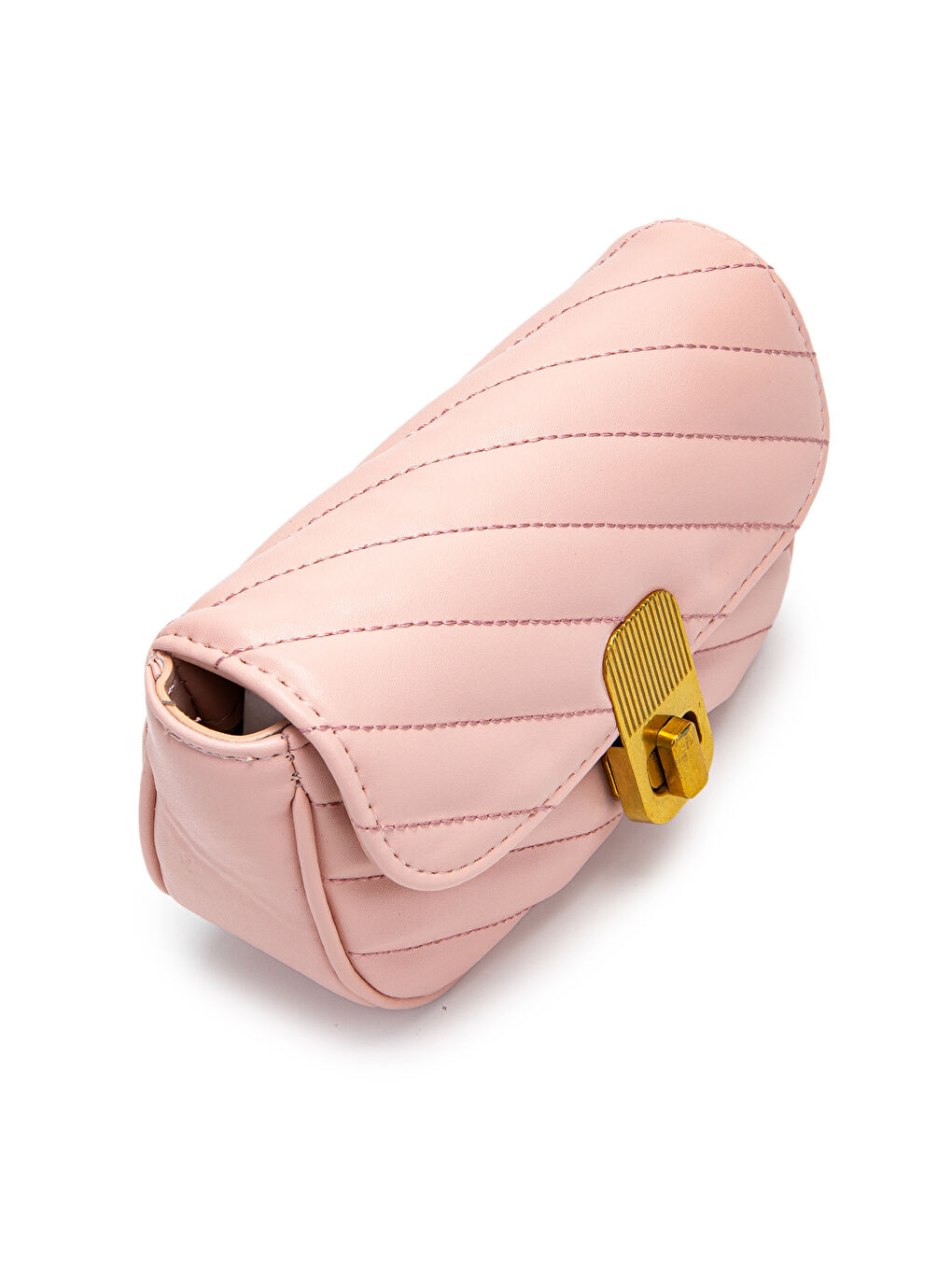 Pembe Kilit Detaylı Suni Deri Kadın Çapraz Çanta Sheldon Pudra-2