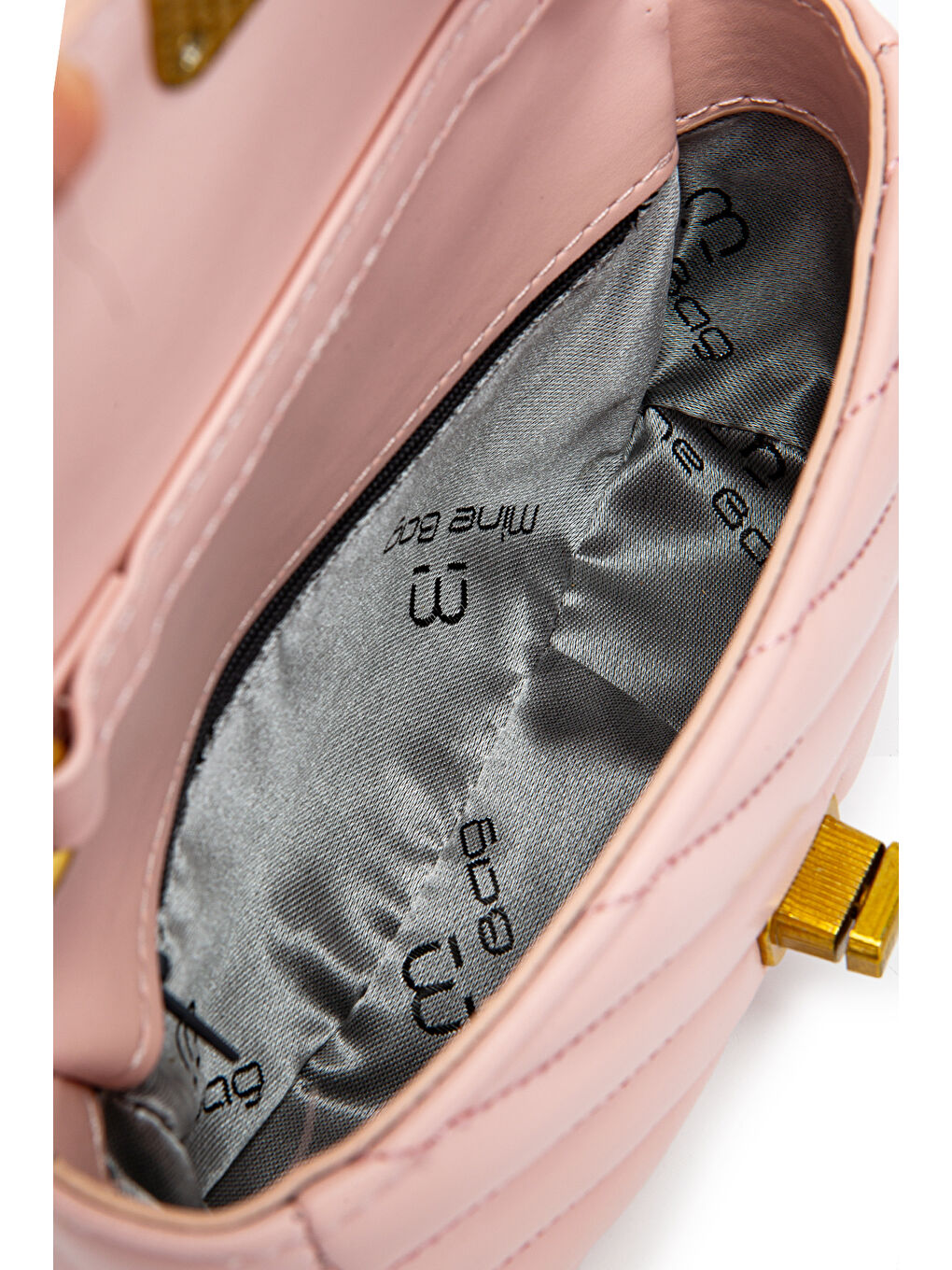 Pembe Kilit Detaylı Suni Deri Kadın Çapraz Çanta Sheldon Pudra-5
