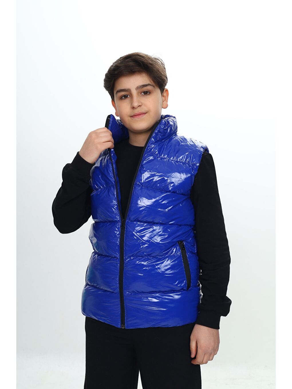 Mavi Erkek Çocuk Parlak Görünümlü Şişme Yelek-1