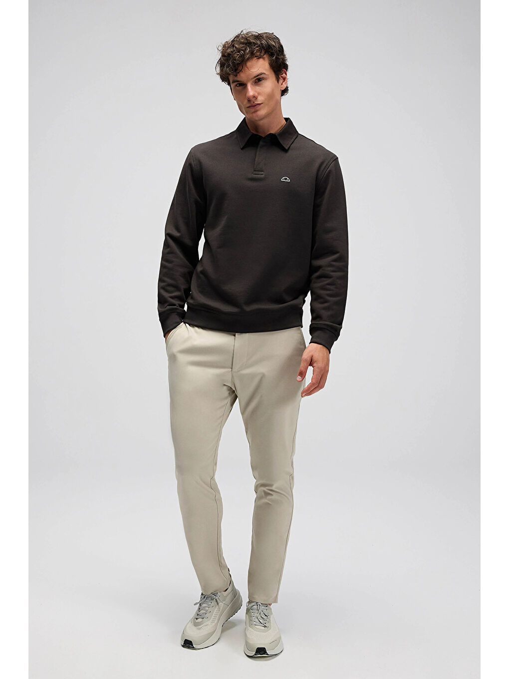 Haki Logolu Pamuklu Regular Fit Düğmeli Polo Yaka Sweat EM607-KH-2