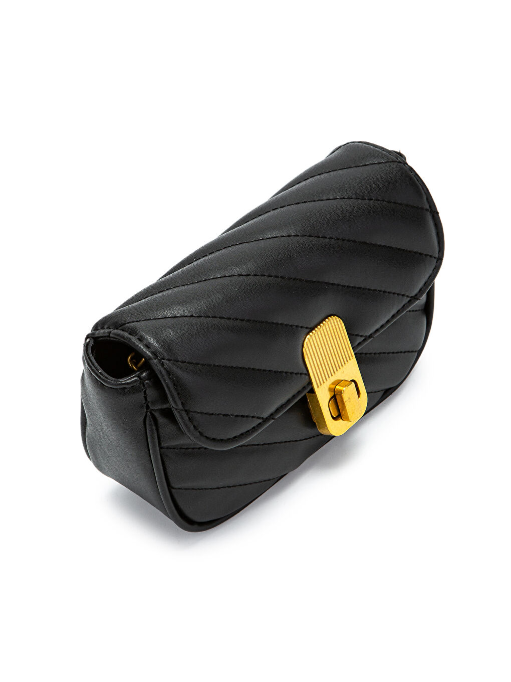 Kilit Detaylı Suni Deri Kadın Çapraz Çanta Sheldon Siyah-2