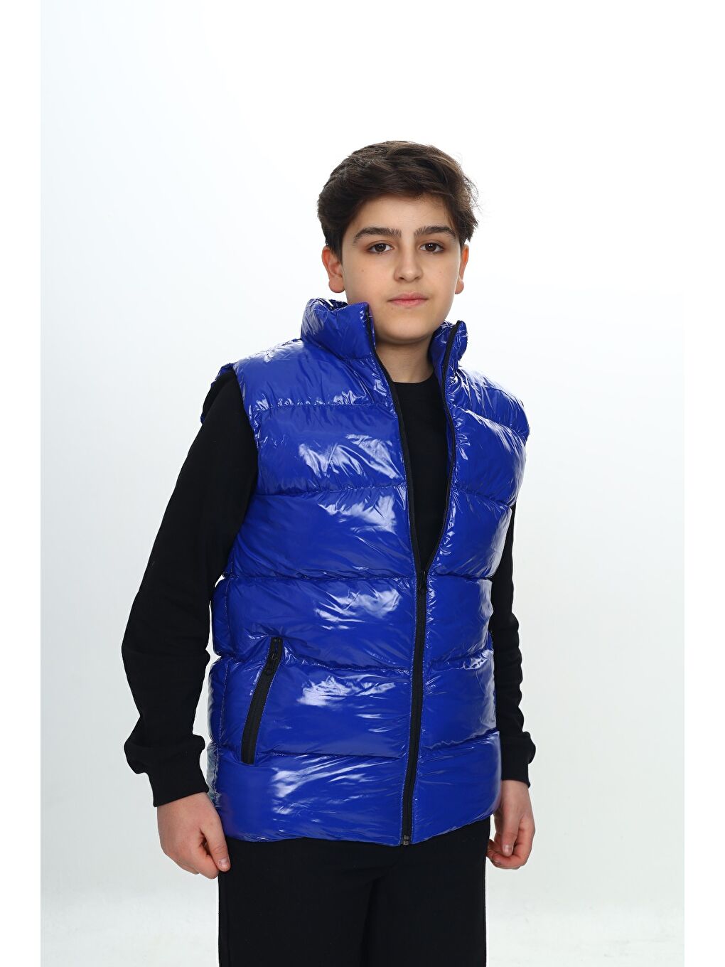 Mavi Erkek Çocuk Parlak Görünümlü Şişme Yelek-4