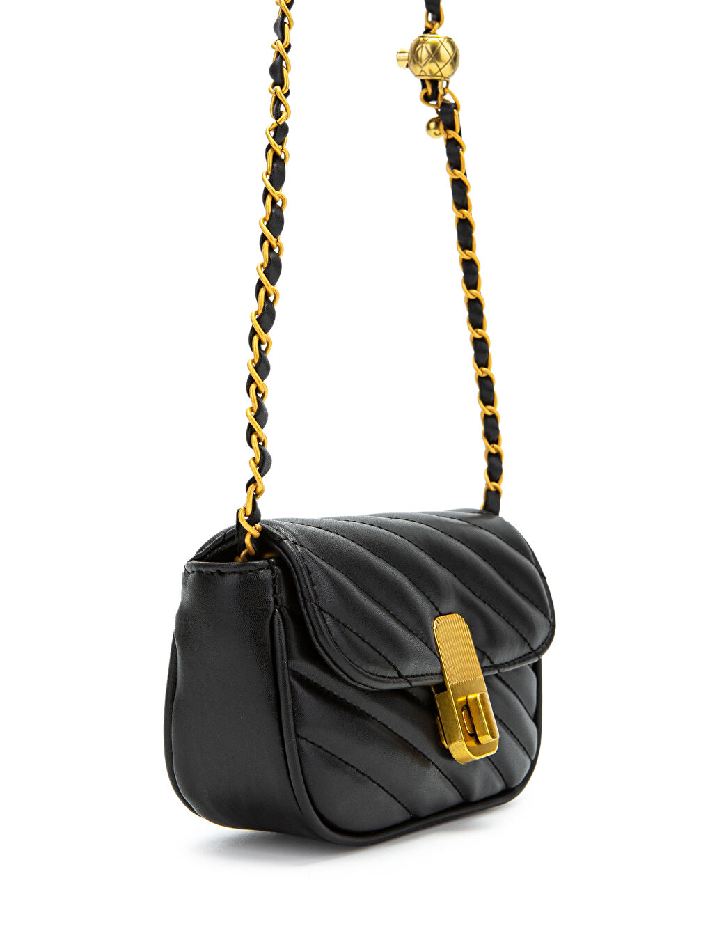 Kilit Detaylı Suni Deri Kadın Çapraz Çanta Sheldon Siyah-3