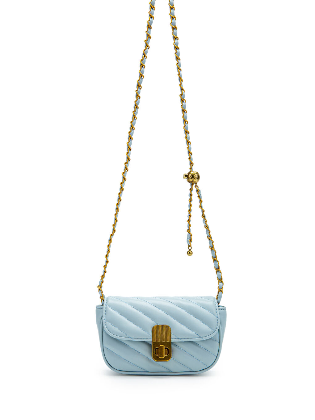 Kilit Detaylı Suni Deri Kadın Çapraz Çanta Sheldon Bebe Mavi-1