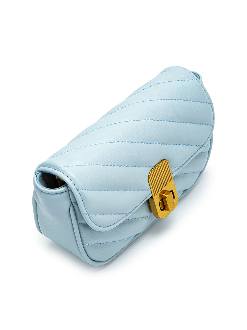 Kilit Detaylı Suni Deri Kadın Çapraz Çanta Sheldon Bebe Mavi-2