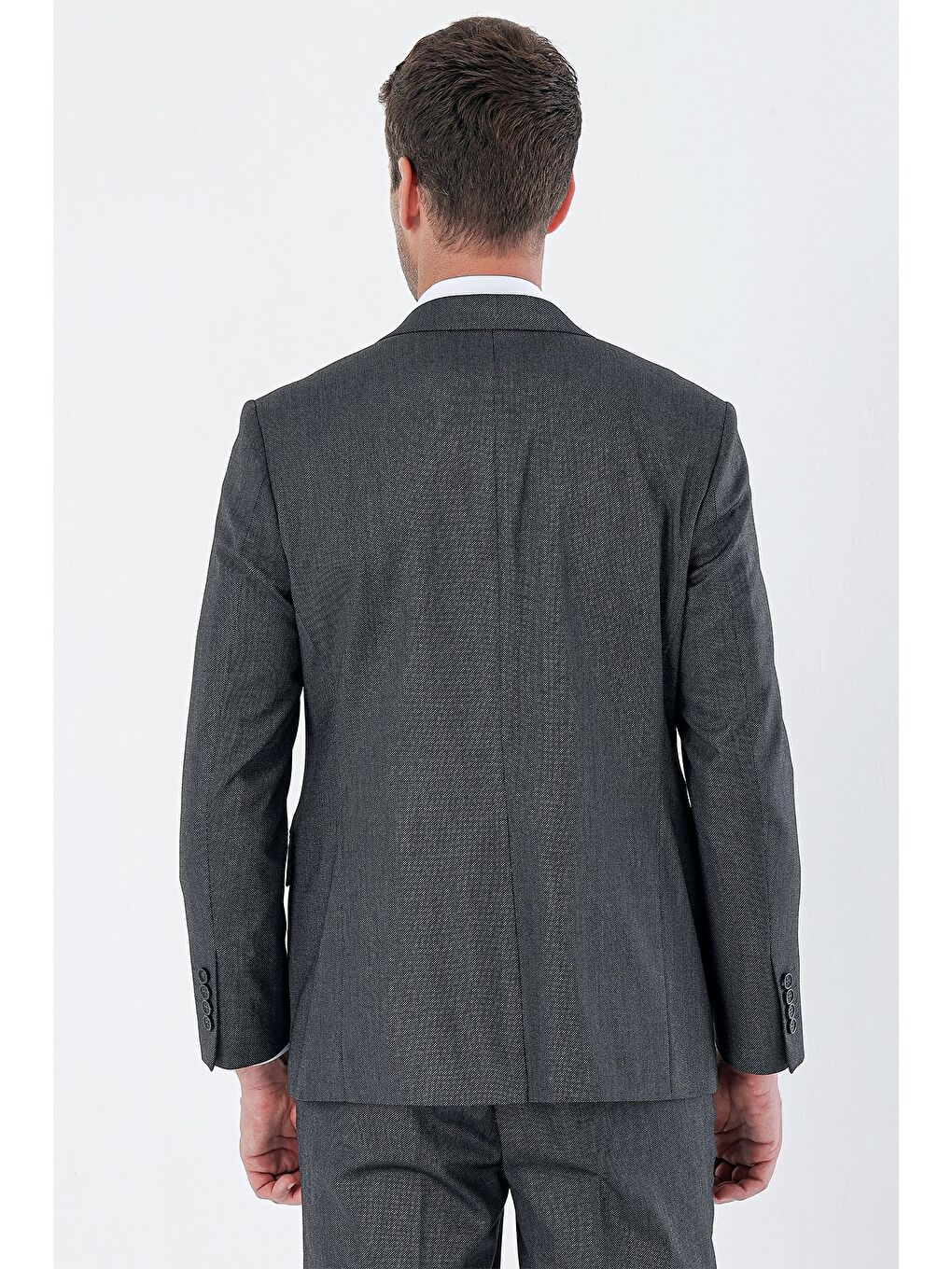 Koyu Antrasit Mono Yaka Elastanlı 6 Drop Comfort Fit Klasik Takım Elbise 1001235152-6