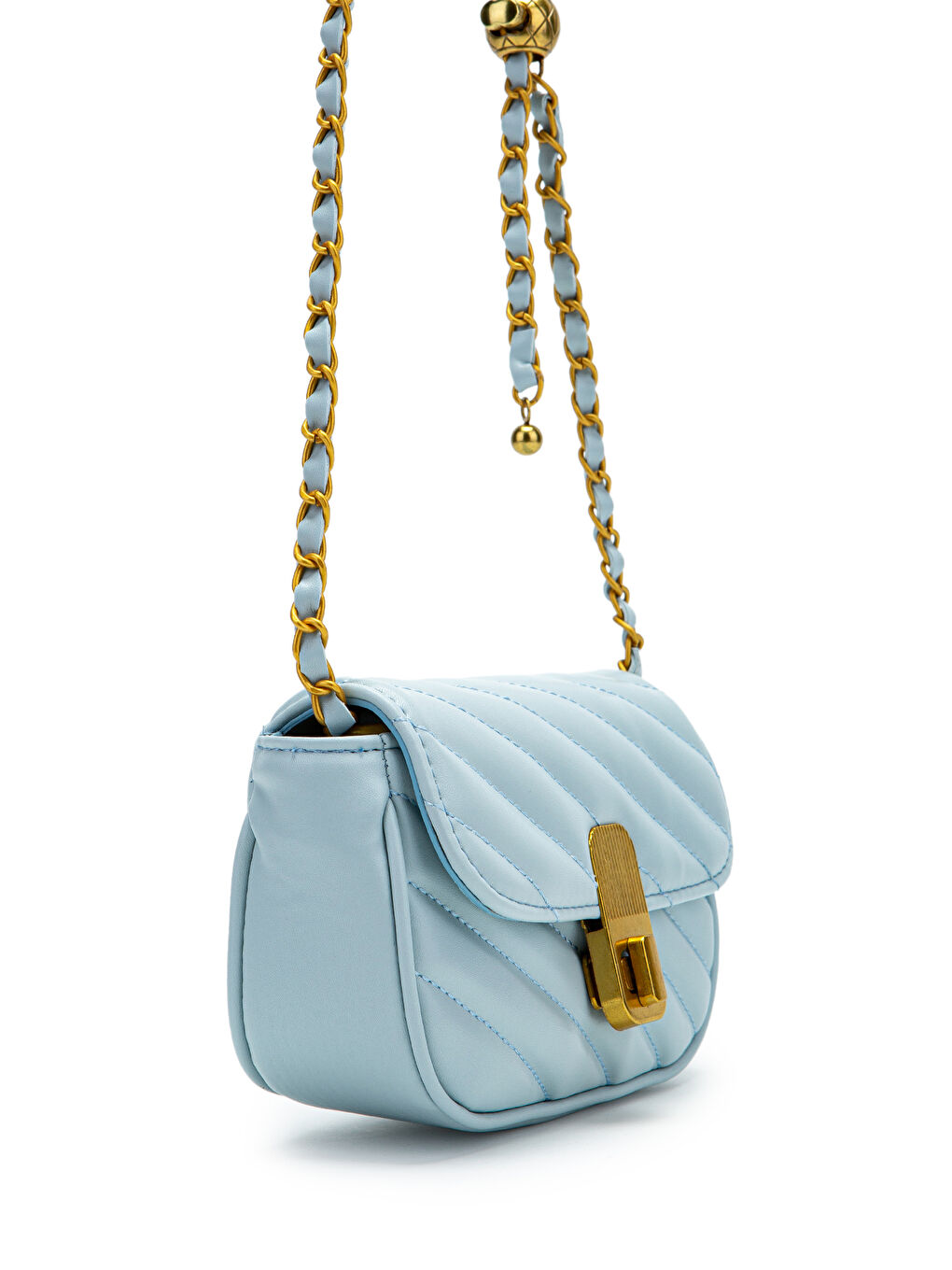 Kilit Detaylı Suni Deri Kadın Çapraz Çanta Sheldon Bebe Mavi-3