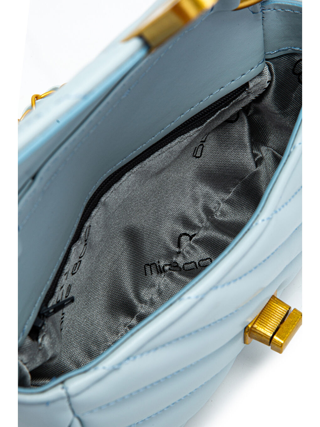 Kilit Detaylı Suni Deri Kadın Çapraz Çanta Sheldon Bebe Mavi-5