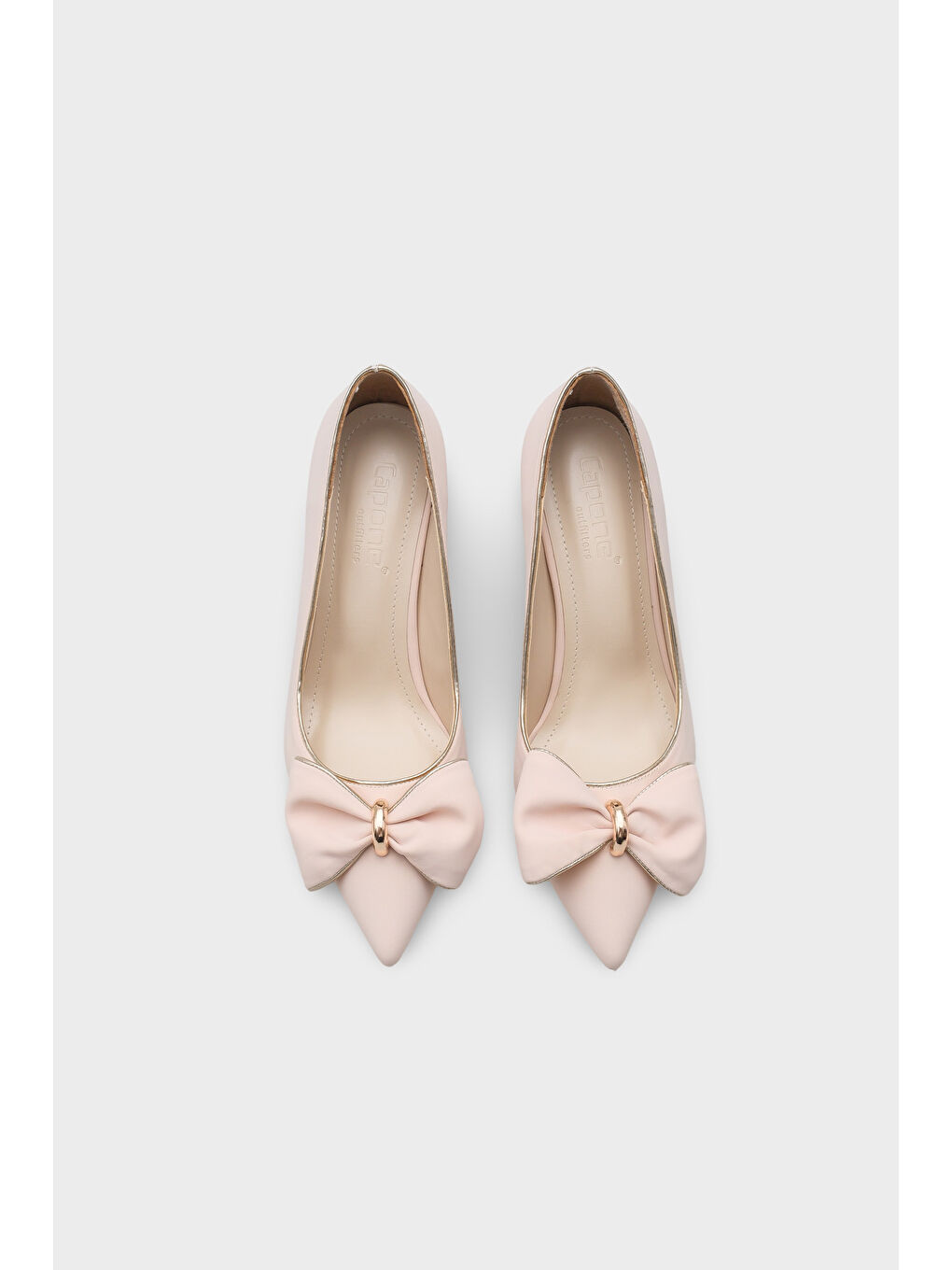 Bej Marigold Metal Orta Boy Topuklu Fiyonklu Saten Kadın Ayakkabı-5