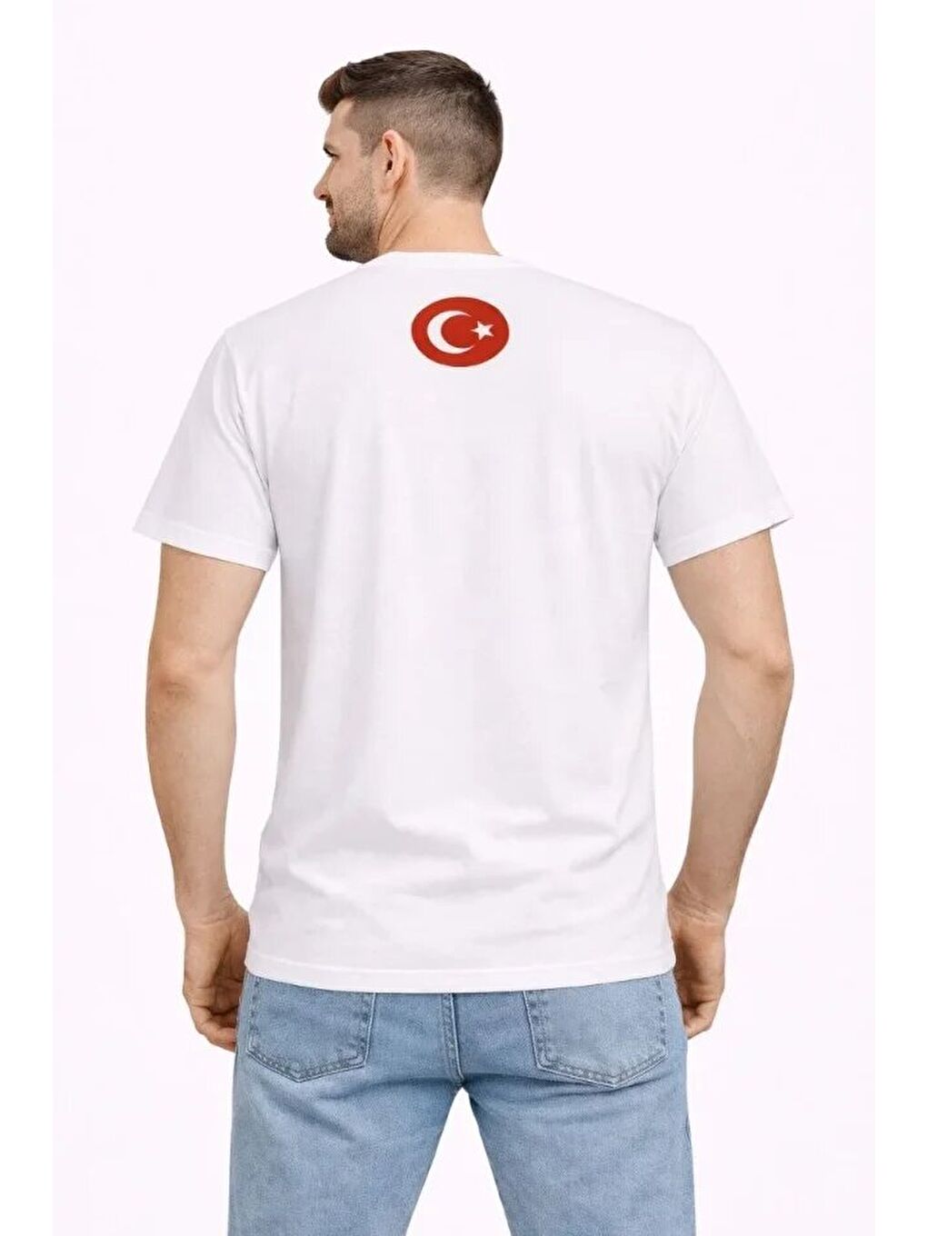 Beyaz Erkek Baskılı Tişört Ay Yıldız 2026 Dünya Kupası Taraftar Forma Tişört-1