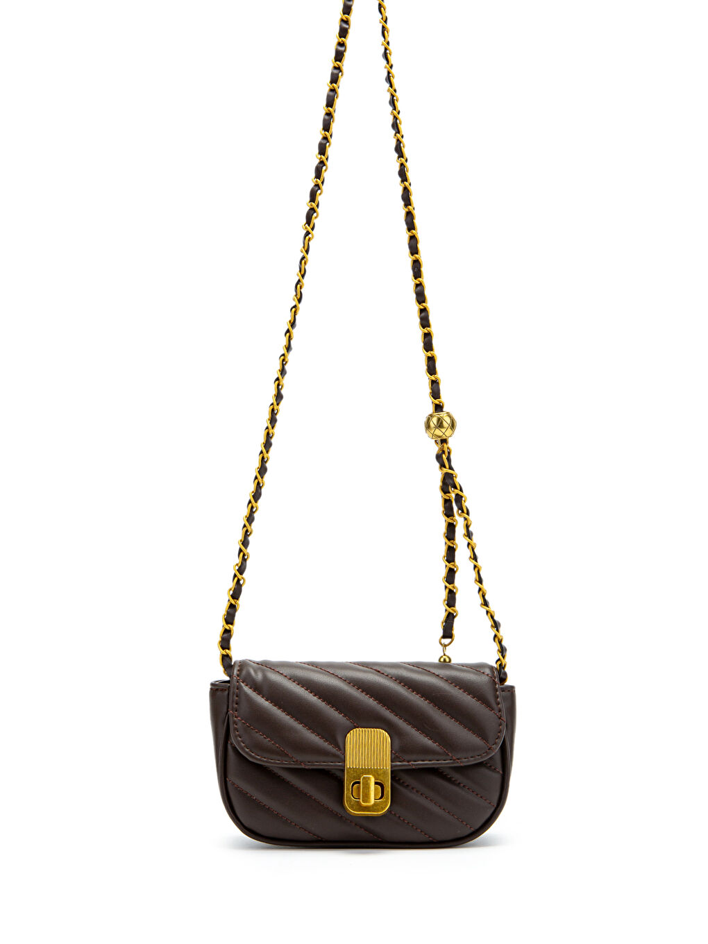 Kilit Detaylı Suni Deri Kadın Çapraz Çanta Sheldon Kahverengi-1