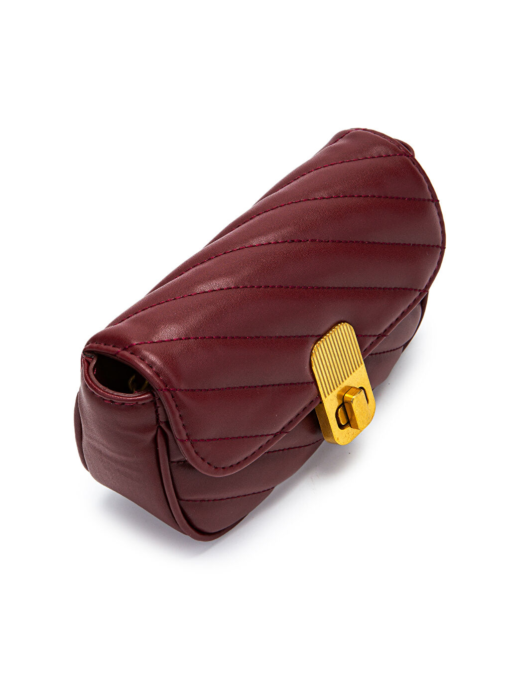 Kilit Detaylı Suni Deri Kadın Çapraz Çanta Sheldon Bordo-2