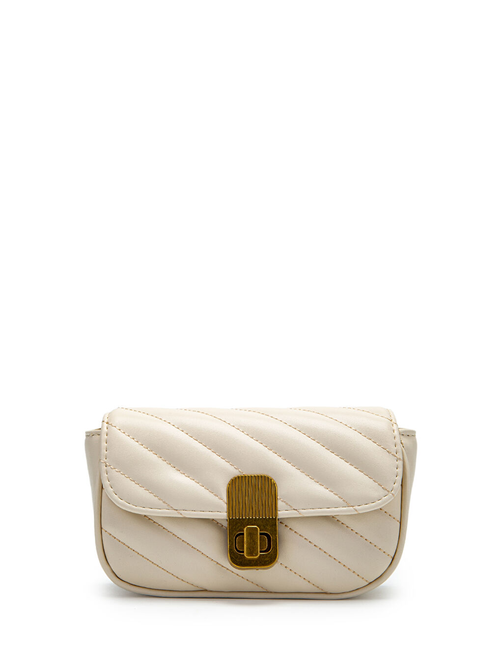 Ekru Kilit Detaylı Suni Deri Kadın Çapraz Çanta Sheldon Krem