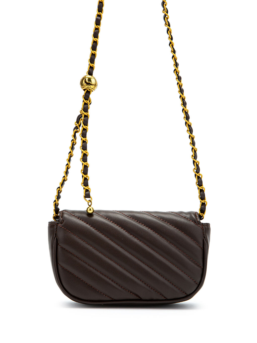 Kilit Detaylı Suni Deri Kadın Çapraz Çanta Sheldon Kahverengi-4