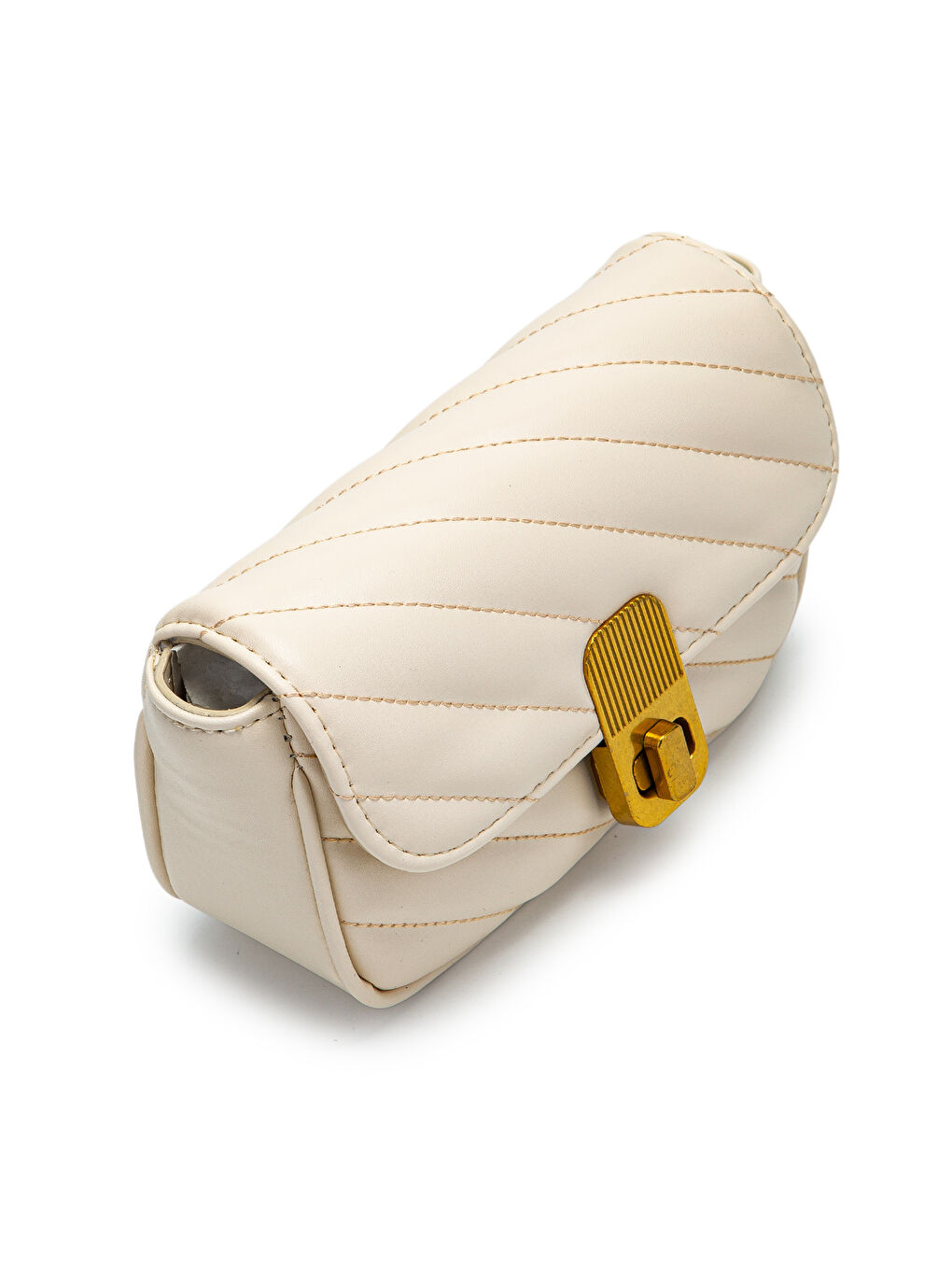 Ekru Kilit Detaylı Suni Deri Kadın Çapraz Çanta Sheldon Krem-2