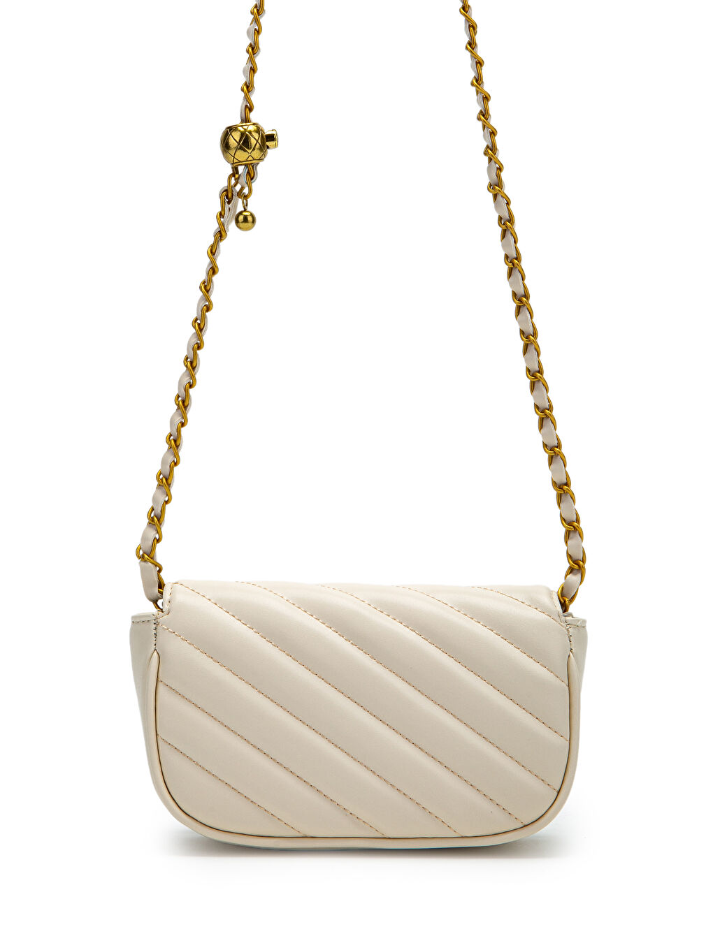 Ekru Kilit Detaylı Suni Deri Kadın Çapraz Çanta Sheldon Krem-4