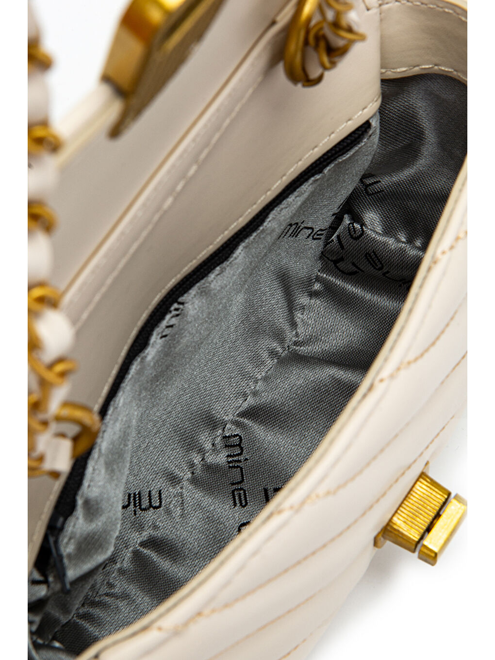 Ekru Kilit Detaylı Suni Deri Kadın Çapraz Çanta Sheldon Krem-5