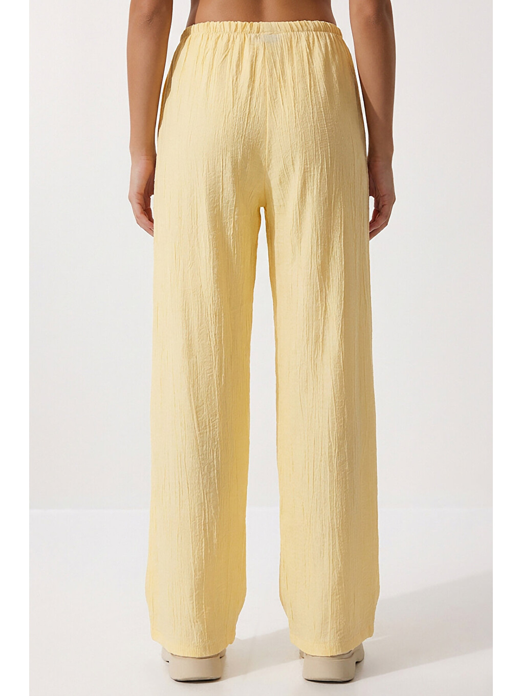 Sarı Cepli Geniş Paça Yazlık Pantolon SARI LUB0343-4