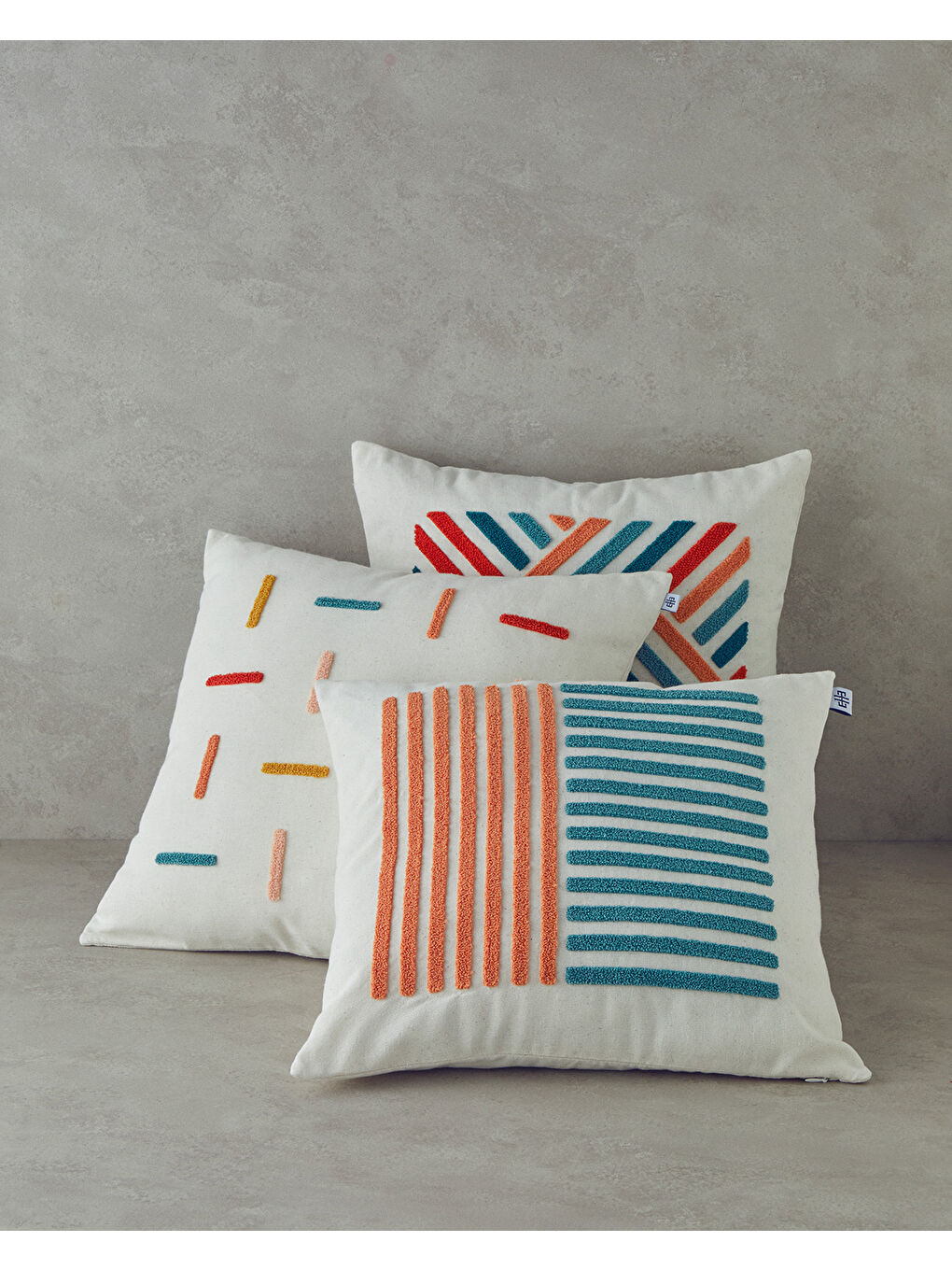 Bej Shıp Punch Nakışlı Dolgulu Kırlent Naturel-2