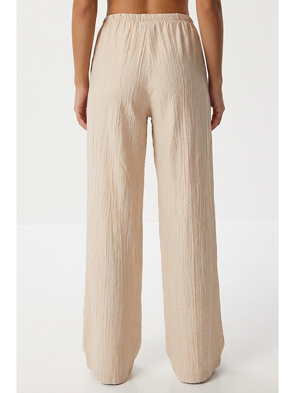 Bej Cepli Geniş Paça Yazlık Pantolon TAŞ LUB0343-3