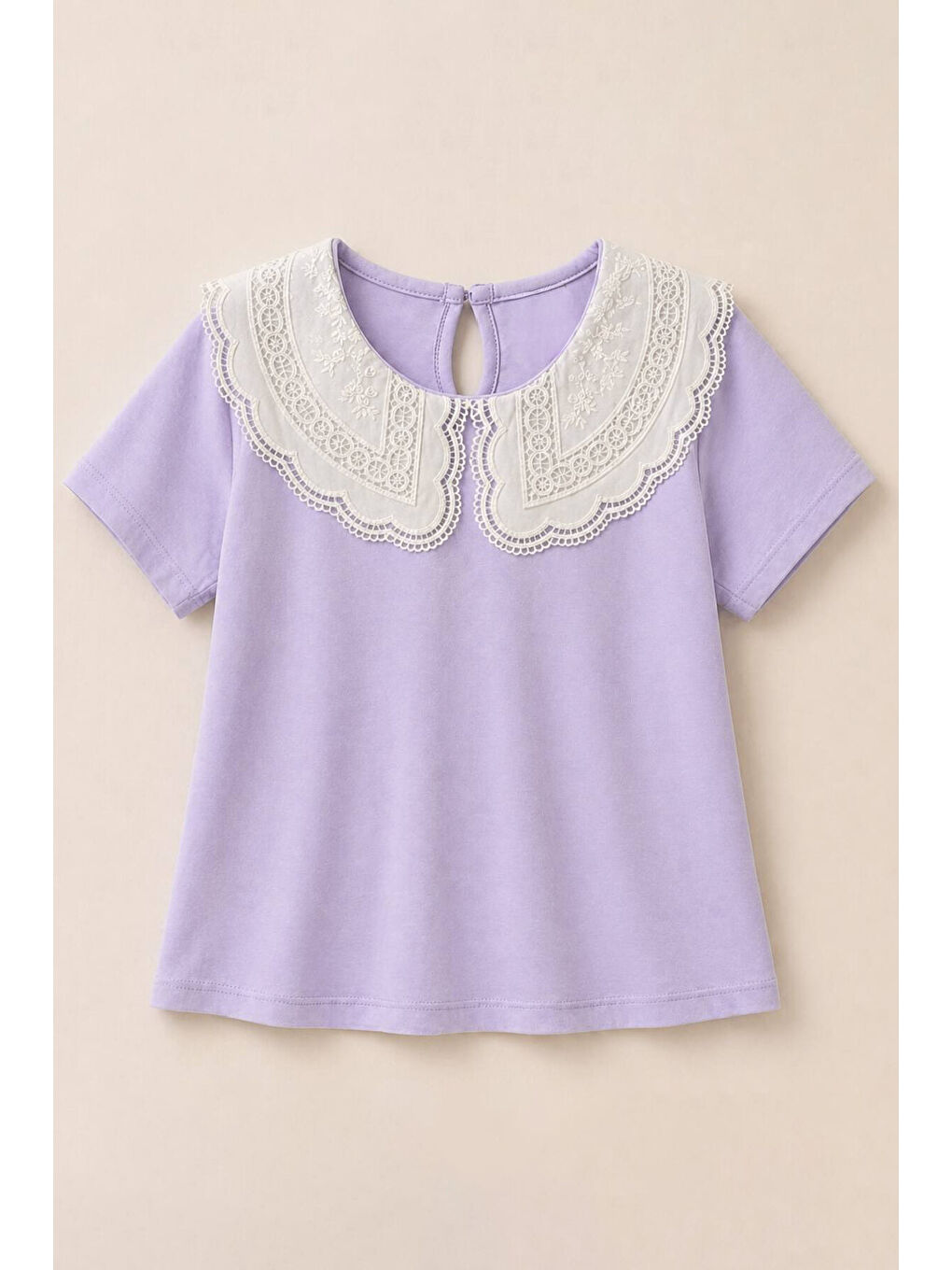 Lila Kız Çocuk Nakış Yakalı Bluz 3-10 Yaş 12653OZ