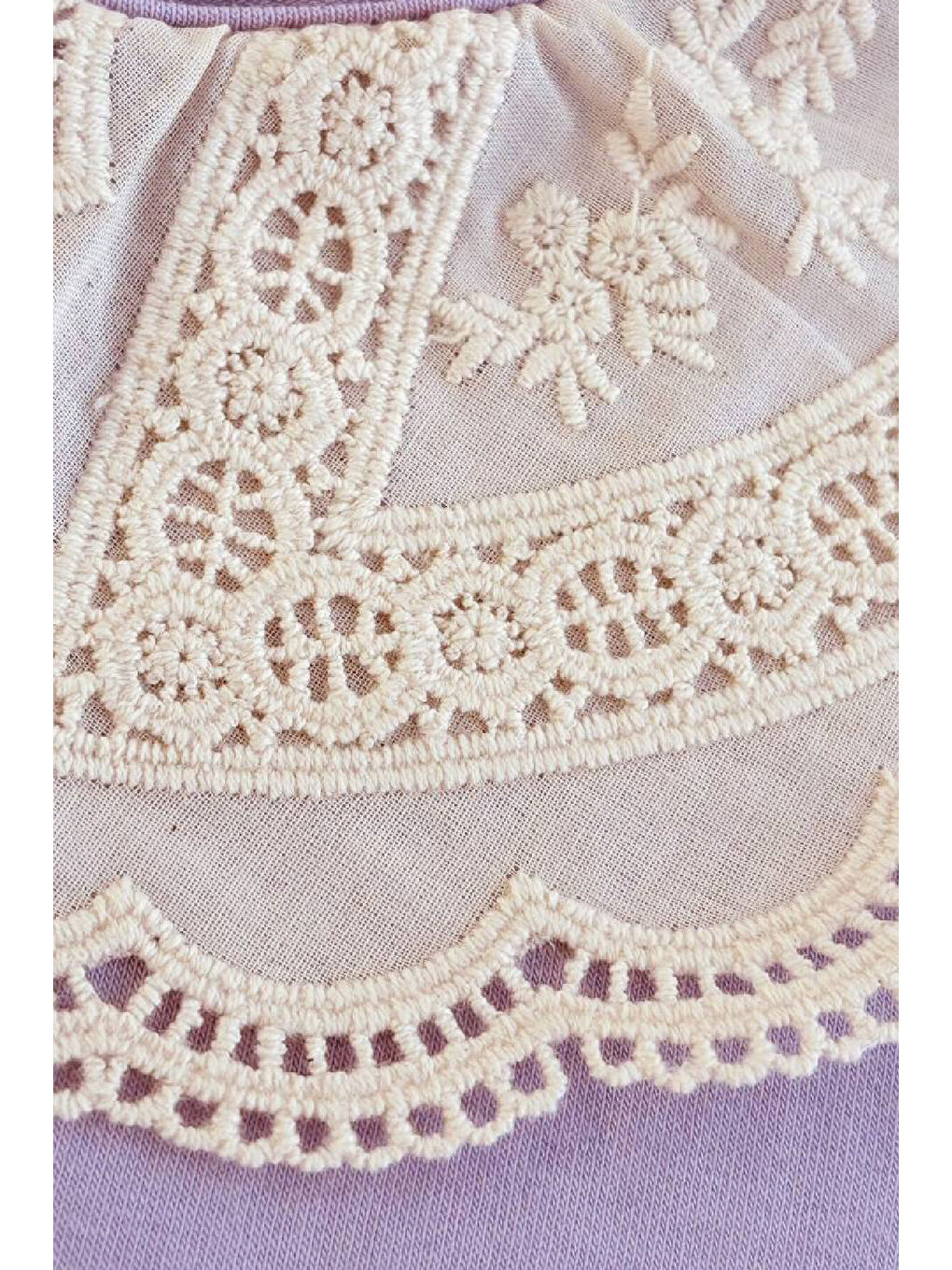 Lila Kız Çocuk Nakış Yakalı Bluz 3-10 Yaş 12653OZ-1