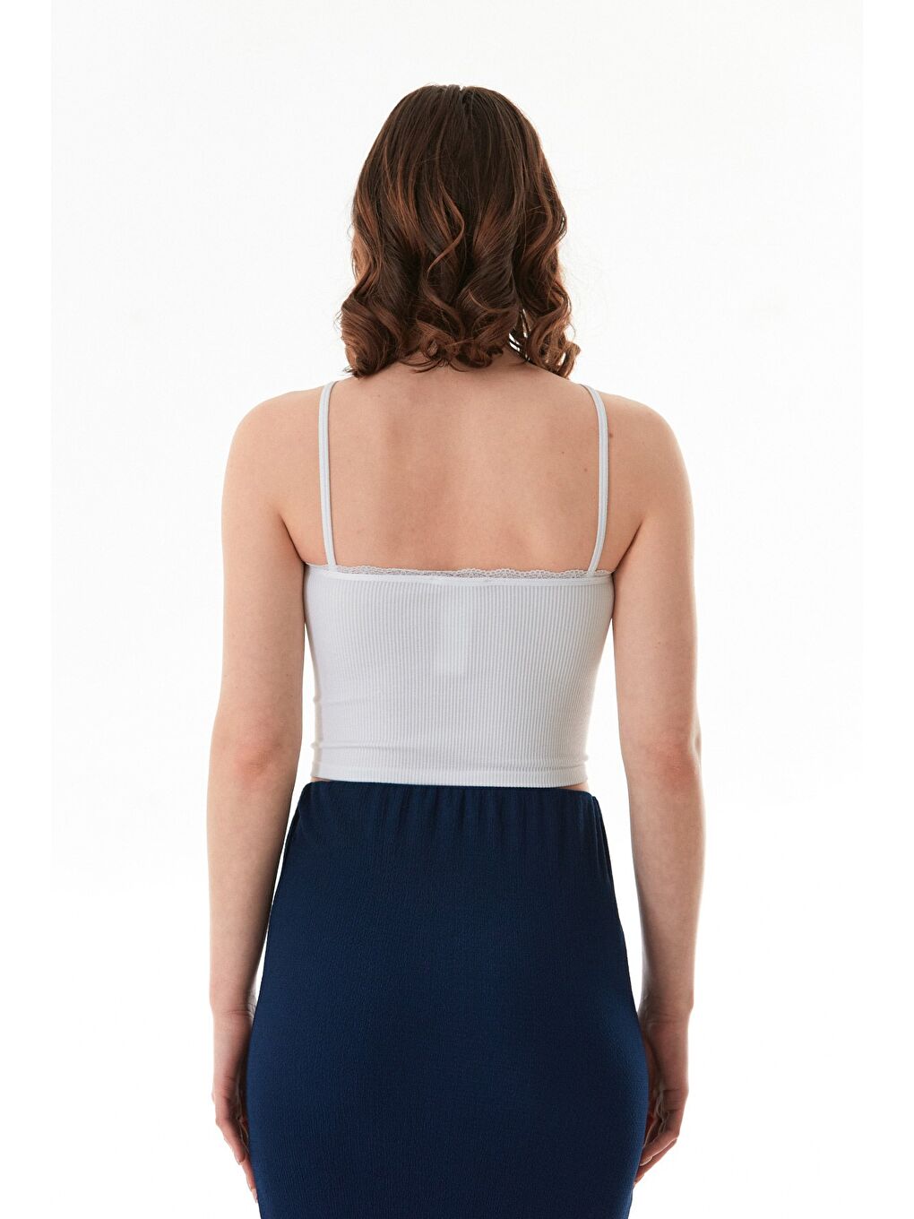 Beyaz Fitilli Çapraz Askılı Crop Body-3