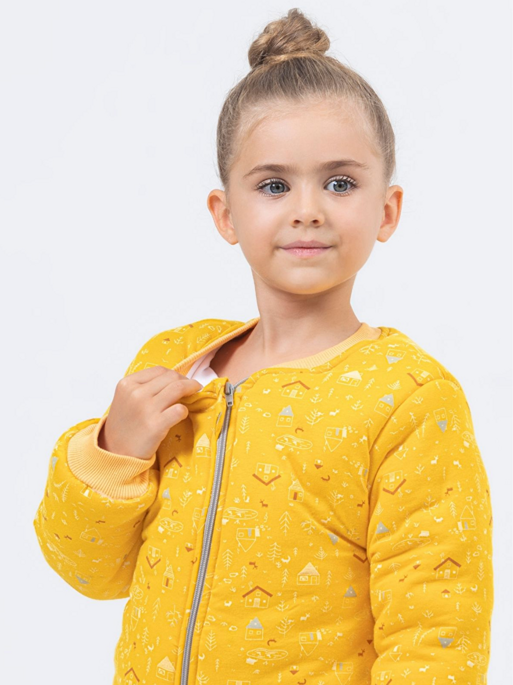 Sarı Kız Bebek Kalın Elyaf Dolgulu 2.5 Tog Desenli Uyku Tulumu-3