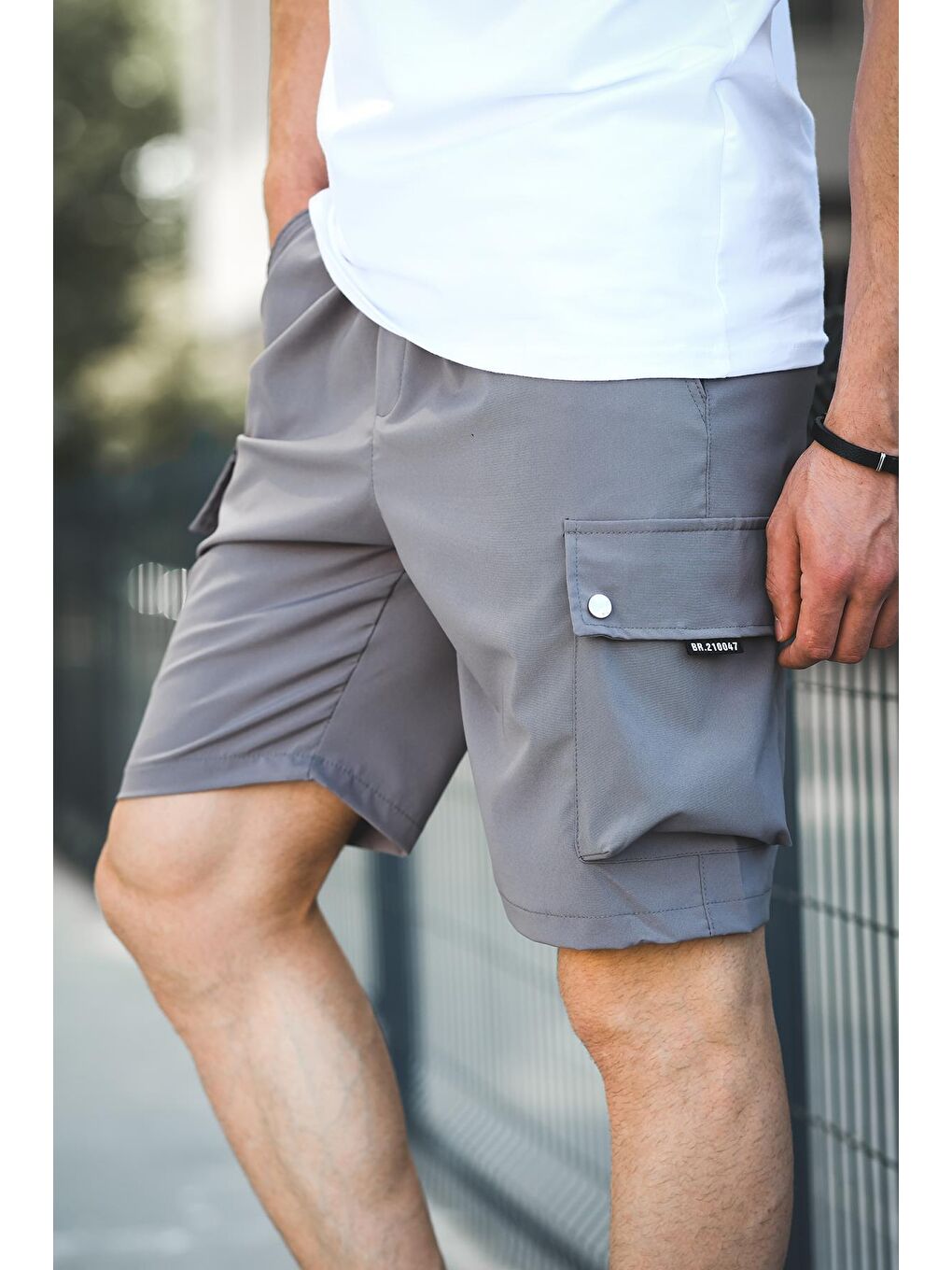 Antrasit Quar Zımbalı Kort Paraşüt Kumaş Kargo Cep Erkek Şort-2