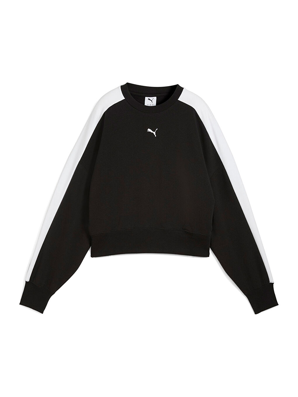 T7 Over Oversized Crew Kadın Siyah Yuvarlak Yaka Sweatshirt-3