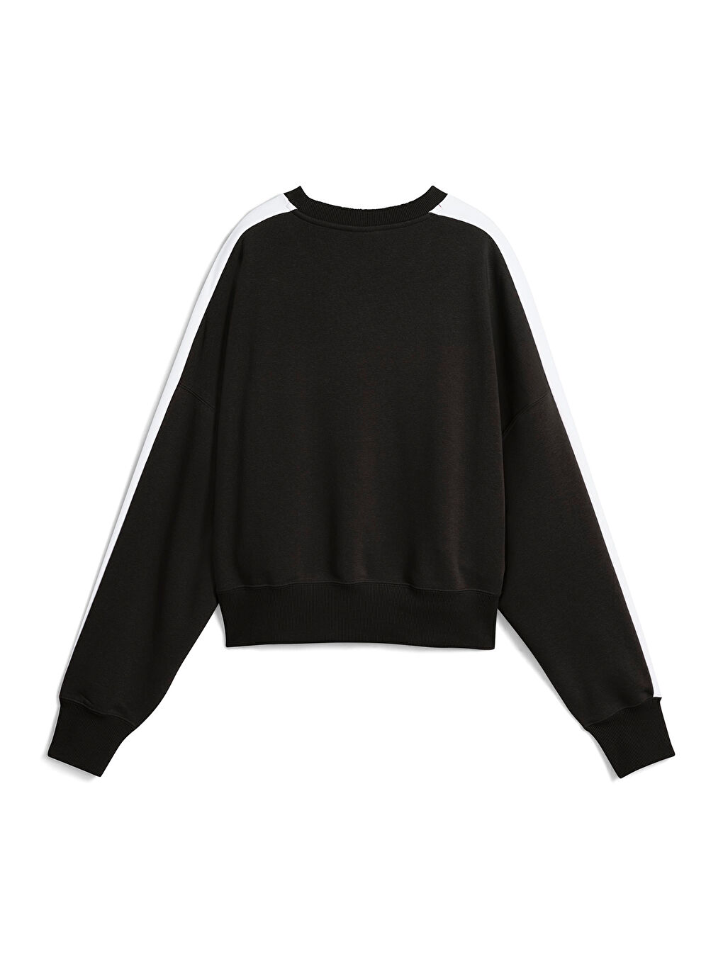 T7 Over Oversized Crew Kadın Siyah Yuvarlak Yaka Sweatshirt-4