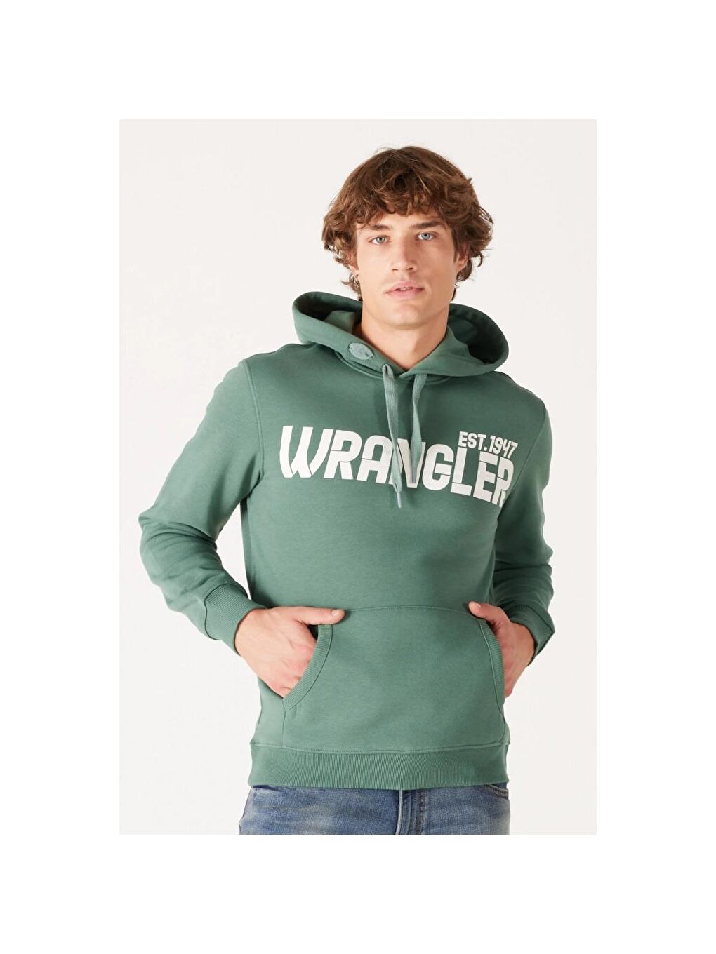 Wrangler Yeşil Erkek Yeşil Kapüşonlu Sweatshirt Hoodie