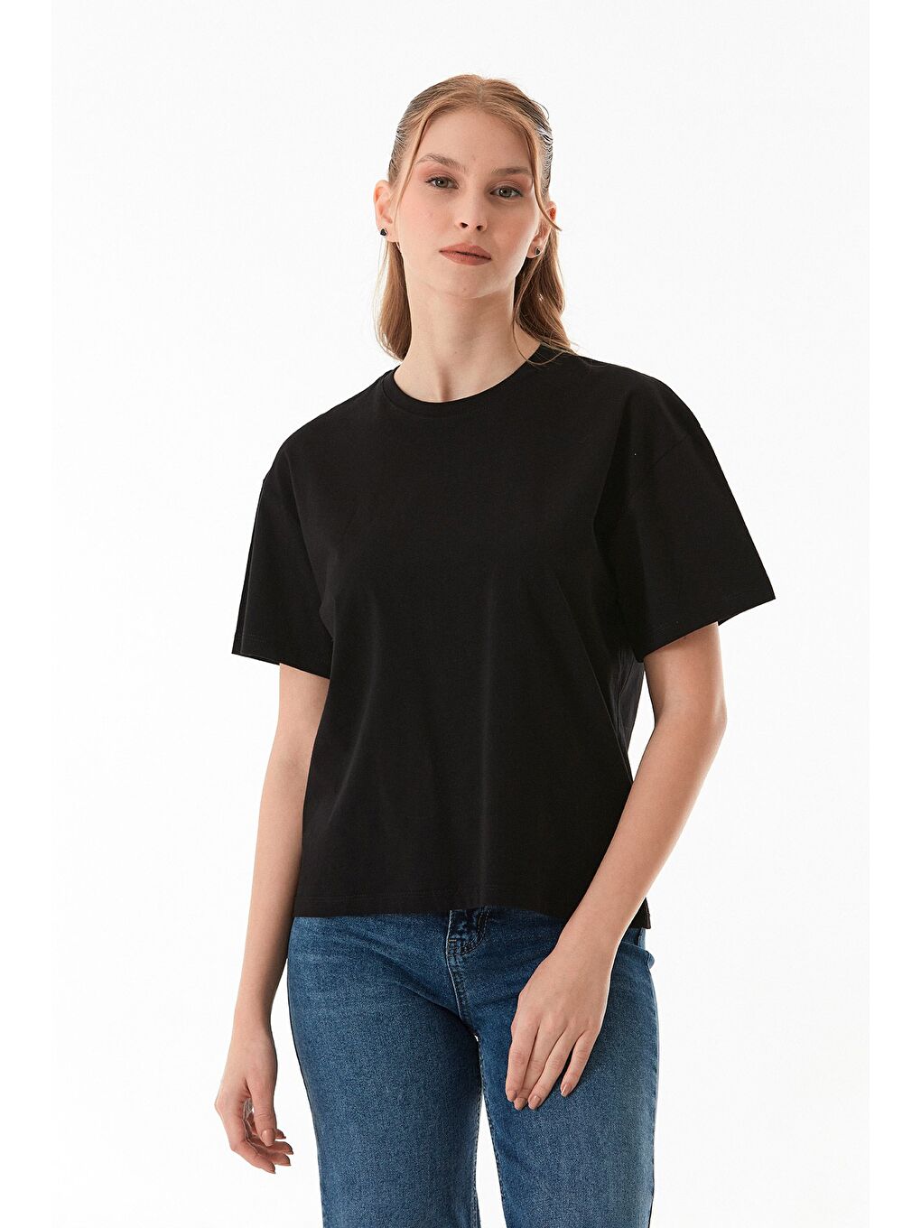 Siyah Basic Bisiklet Yaka Tişört