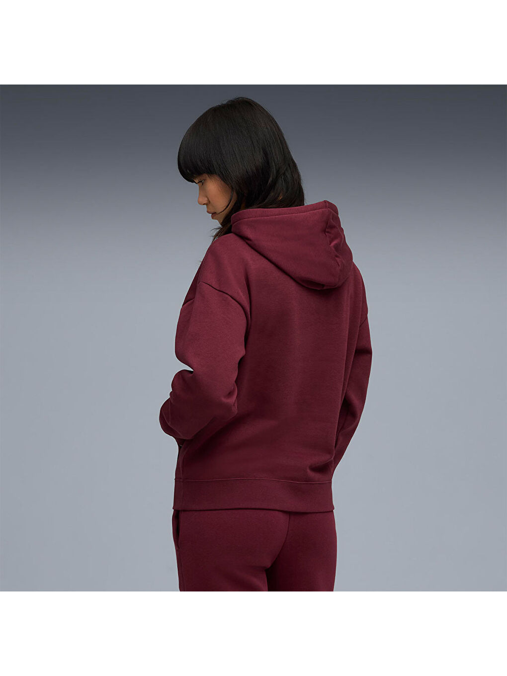 Essentials Small No.1 Logo Kadın Bordo Kapüşonlu Sweatshirt-1