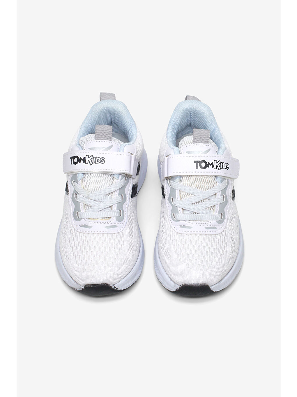 Çocuk Unisex Beyaz Siyah Rahat Kalıp Nefes Alabilen Cırtlı Bağcıklı Sneaker-1