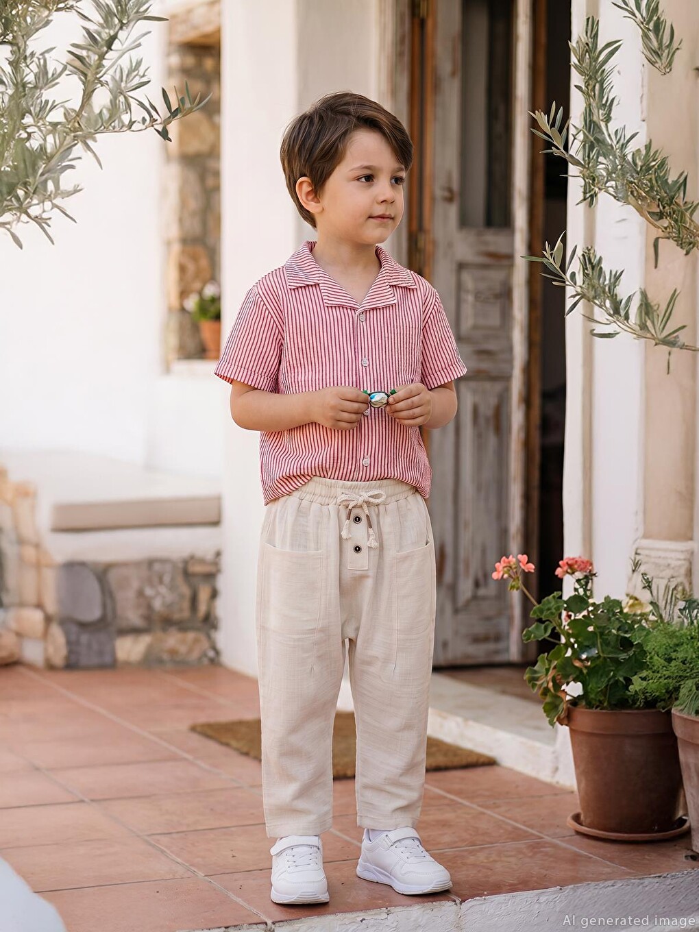 Boys Beli Lastikli 2-5 Yaş Pantolon - Bej