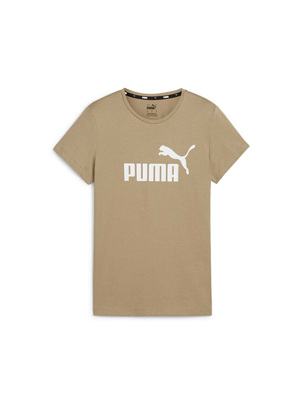 Essentials Logo Kadın Bej Yuvarlak Yaka Tişört